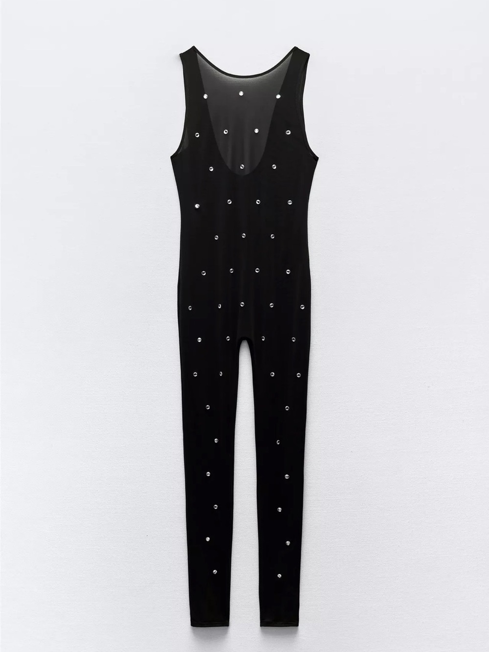 Zara Black Embellished Sheer-Panel Jumpsuit, never use